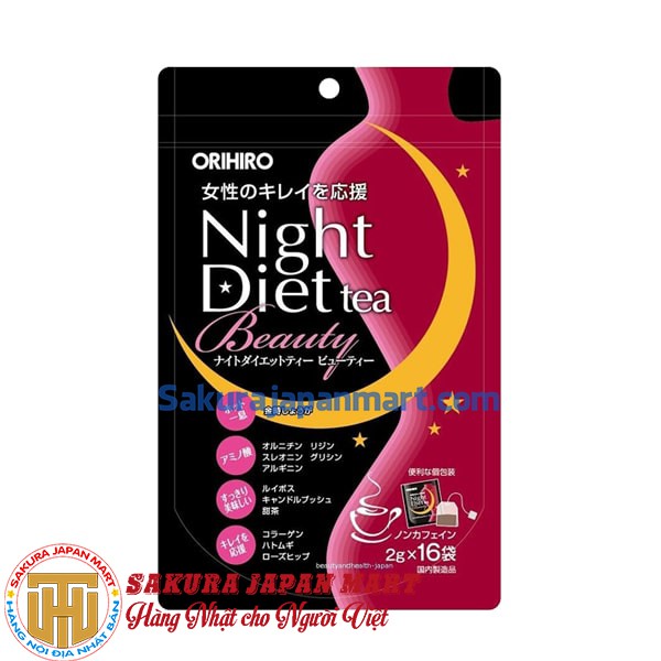 Trà giảm cân làm đẹp da ban đêm Orihiro Night Diet Tea Beauty (16 gói x 2g)